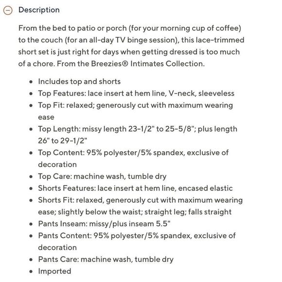 New Breezies Lounge Shorts set Pajamas Sz Large - Picture 4 of 4